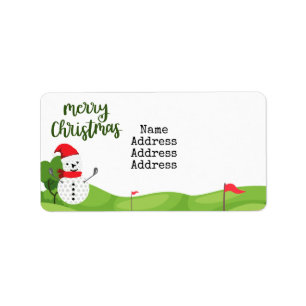 Golf Snowman voor Golfer Merry Kerstmis Etiket
