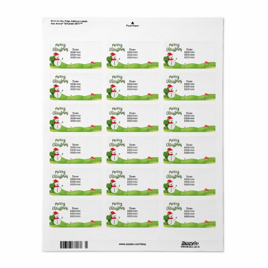 Golf Snowman voor Golfer Merry Kerstmis Etiket (Full Sheet)
