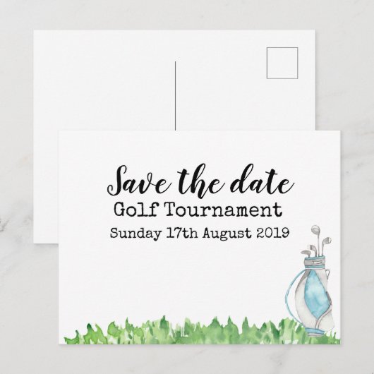 Golf Sparen de datum Golf Tournament met golftas Aankondigingskaart (Voorkant / Achterkant)