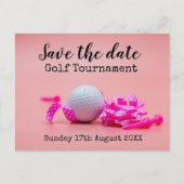 Golf Sparen de datum Golf Tournament met roze them Aankondigingskaart (Voorkant)