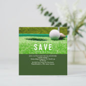 Golf sparen de datum golfbal die gat in één zetten kaart