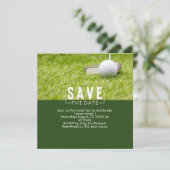 Golf sparen de datum golfbal die gat in één zetten kaart (Staand voorkant)