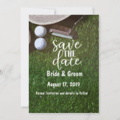 Golf sparen de datum met bal op groen save the date (Voorkant)