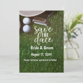 Golf sparen de datum met bal op groen save the date (Staand voorkant)