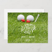 Golf sparen de Datum met golfbal en t-shirt op gro Briefkaart (Voorkant / Achterkant)