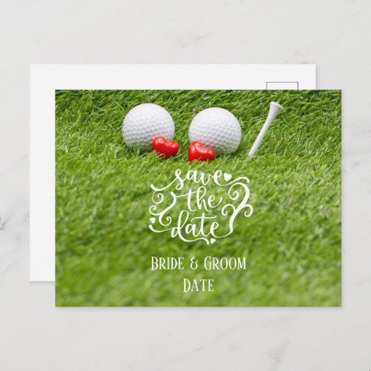 Golf sparen de Datum met golfbal en t-shirt op gro Briefkaart (Voorkant / Achterkant)