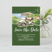 Golf sparen de datum met golfkar kaart (Staand voorkant)