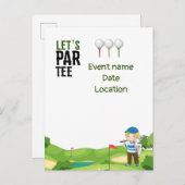 Golf sparen de Datum T-shirt van het Par Uitnodiging Briefkaart (Voorkant / Achterkant)