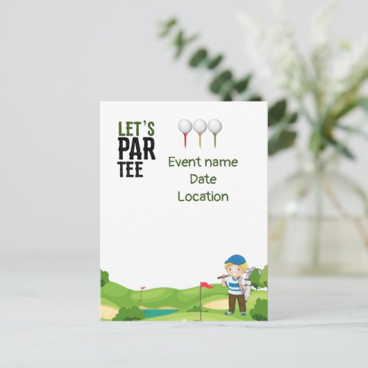 Golf sparen de Datum T-shirt van het Par Uitnodiging Briefkaart (Staand voorkant)