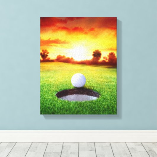 Golf spelen op Sunset in Florida Canvas Afdruk (Insitu (Houten vloer))