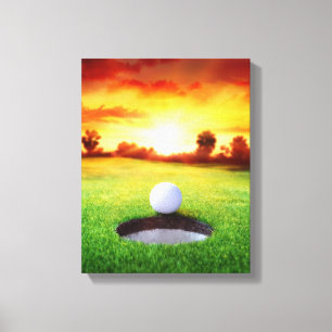 Golf spelen op Sunset in Florida Canvas Afdruk