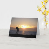 Golf spelen op zonsondergang kaart (Gele Bloem)
