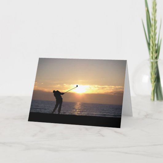 Golf spelen op zonsondergang kaart (Voorkant)