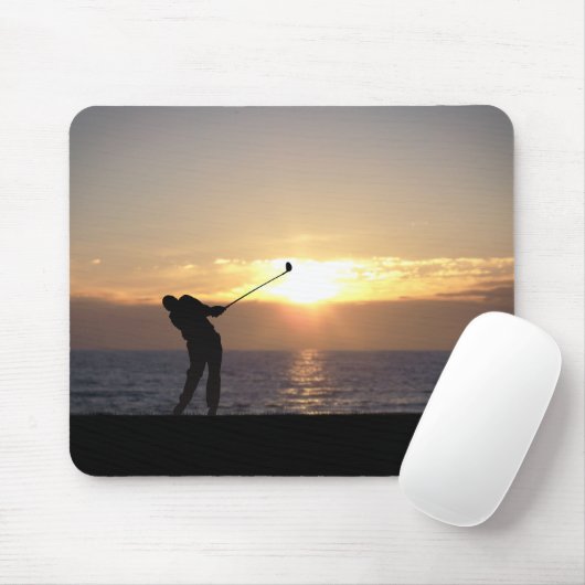 Golf spelen op zonsondergang muismat (Met muis)