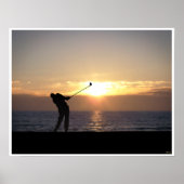 Golf spelen op zonsondergang poster (Voorkant)
