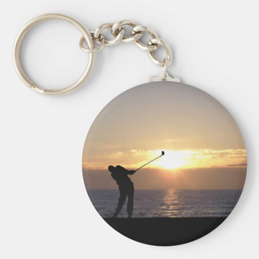 Golf spelen op zonsondergang sleutelhanger (Voorkant)