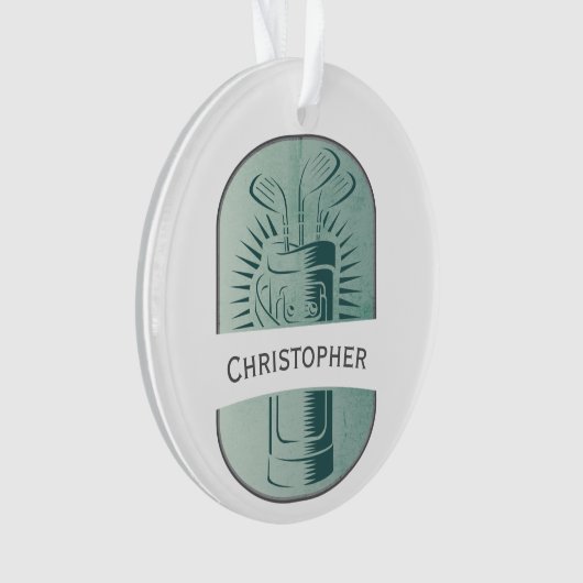 Golf Speler Golf Tas Golfer Monogram Kerstmis Ornament (voorkant)