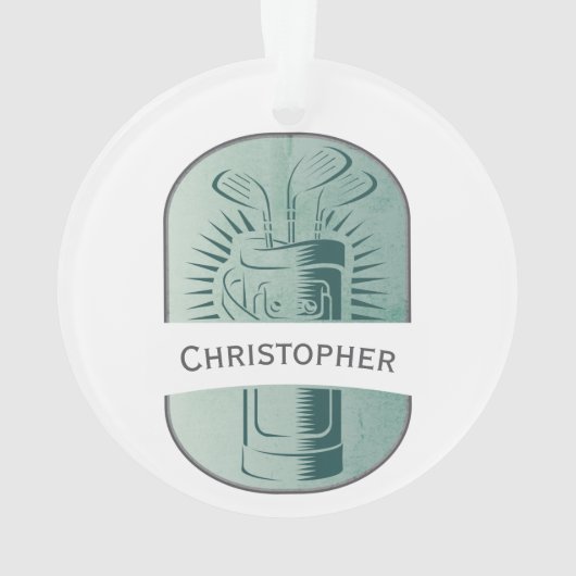 Golf Speler Golf Tas Golfer Monogram Kerstmis Ornament (achterkant)
