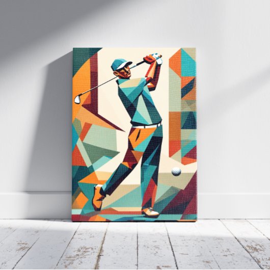 Golf speler kubisme canvas