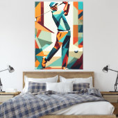 Golf speler kubisme canvas (Insitu (Slaapkamer))