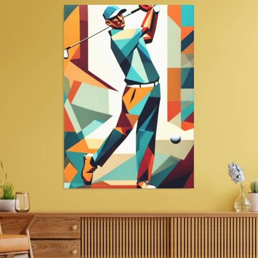 Golf speler kubisme canvas afdruk (Insitu (Woonkamer))