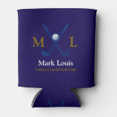 Golf Spelers Monogram Gepersonaliseerd blauw Blikjeskoeler (Voorkant)