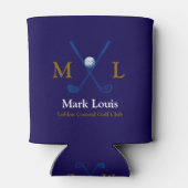 Golf Spelers Monogram Gepersonaliseerd blauw Blikjeskoeler (Achterkant)