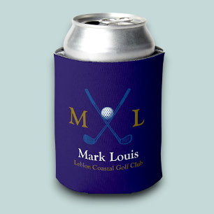Golf Spelers Monogram Gepersonaliseerd blauw Blikjeskoeler