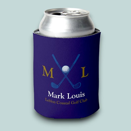 Golf Spelers Monogram Gepersonaliseerd blauw Blikjeskoeler
