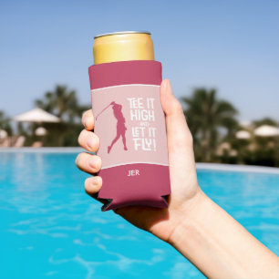 Golf Sport Fun T-shirt Citaat Cute Magenta Rood Ro Seltzer Blikjeskoeler