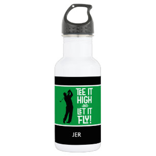 Golf Sport Humor Slogan Heren Zwart Groen 18 oz. Waterfles