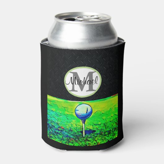 Golf Sport Monogram Naam Cool Dad Mannen Blikjeskoeler (Blikje Voorkant)