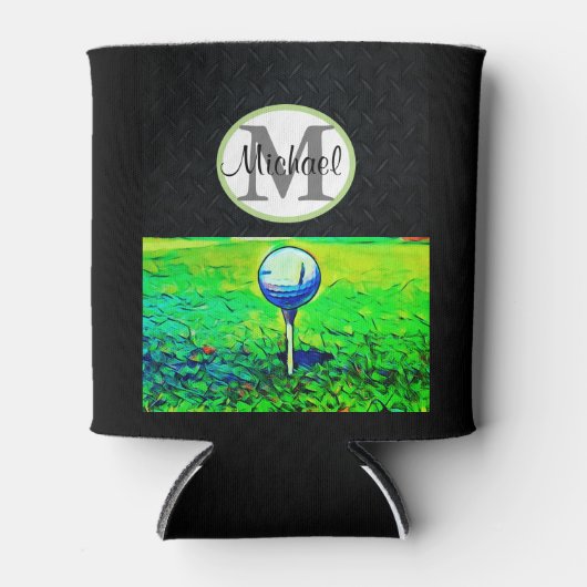 Golf Sport Monogram Naam Cool Dad Mannen Blikjeskoeler (Voorkant)