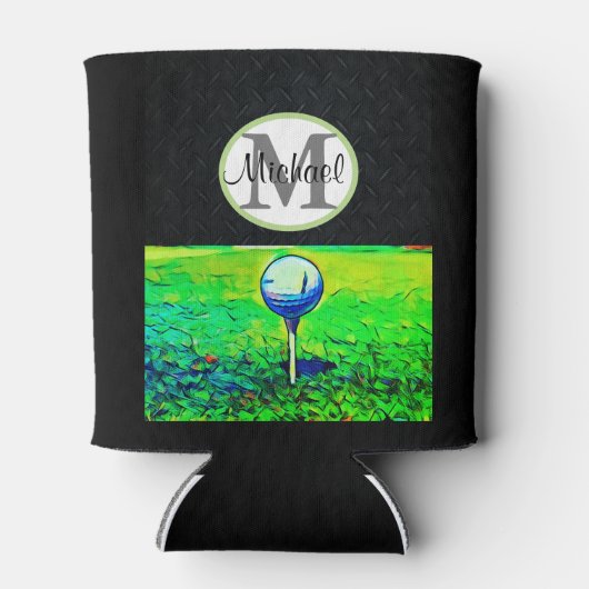 Golf Sport Monogram Naam Cool Dad Mannen Blikjeskoeler (Achterkant)