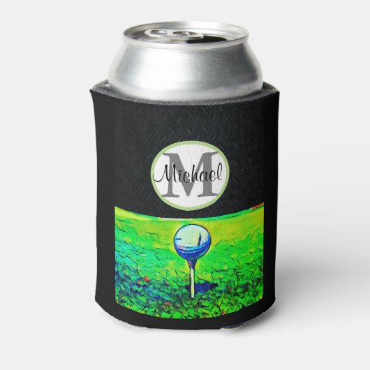 Golf Sport Monogram Naam Cool Dad Mannen Blikjeskoeler (Blikje Achterkant)