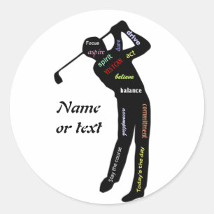 Golf, sport, Motivatie woorden Ronde Sticker