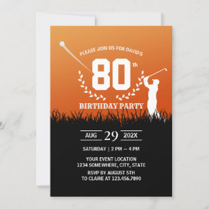 Golf Sports 80th Birthday Party Kaart