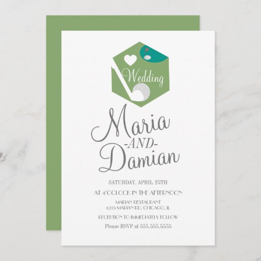 Golf Sports Grass Field Wedding Kaart (Voorkant / Achterkant)