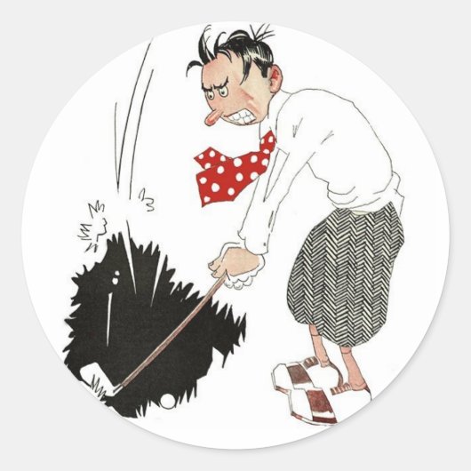  Golf Sports Humor, Funny Gekke Golfer Ronde Sticker (Voorkant)