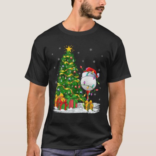 Golf Sports Lover Matching Santa Hat Golf Ball Chr T-shirt (Voorkant)