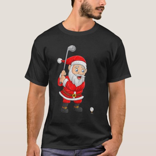 Golf Sports Lover Santa Plays Golf Kerstmis T-shirt (Voorkant)