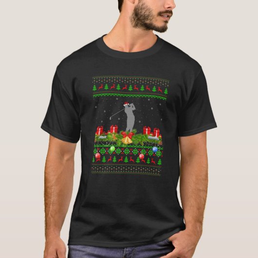 Golf Sports Lover Xmas Santa Ugly Golf Kerstmis T-shirt (Voorkant)