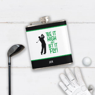 Golf Sports Schattige Humor T-shirt Citaat Zwart G Heupfles