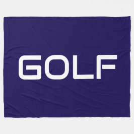 GOLF Sporty Modern White Text On Bold Navy Blue Fleece Deken