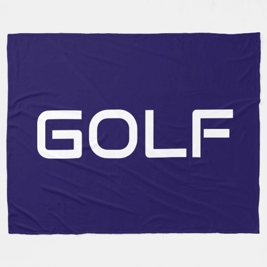 GOLF Sporty Modern White Text On Bold Navy Blue Fleece Deken (Voorkant (Horizontaal))