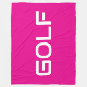 GOLF Sporty Modern White Text On Bright Pink Fleece Deken (Voorkant)