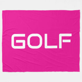 GOLF Sporty Modern White Text On Bright Pink Fleece Deken