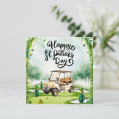 Golf St. Patrick's Day Aquarel Feestdagenkaart (Staand voorkant)