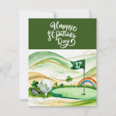 Golf St. Patrick's Day Aquarel Feestdagenkaart (Voorkant)
