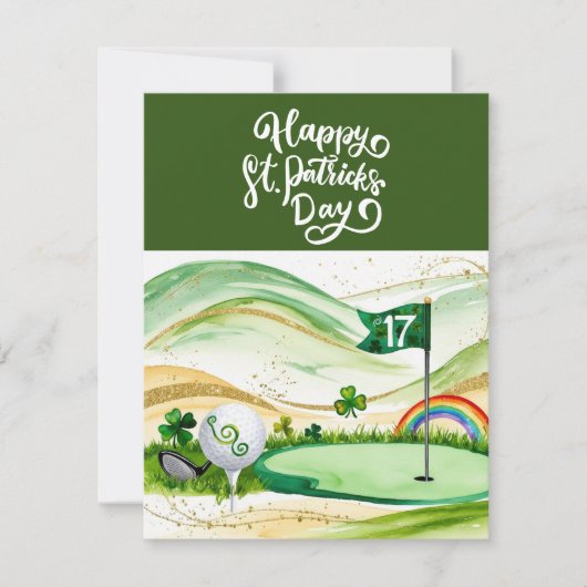 Golf St. Patrick's Day Aquarel Feestdagenkaart (Voorkant)